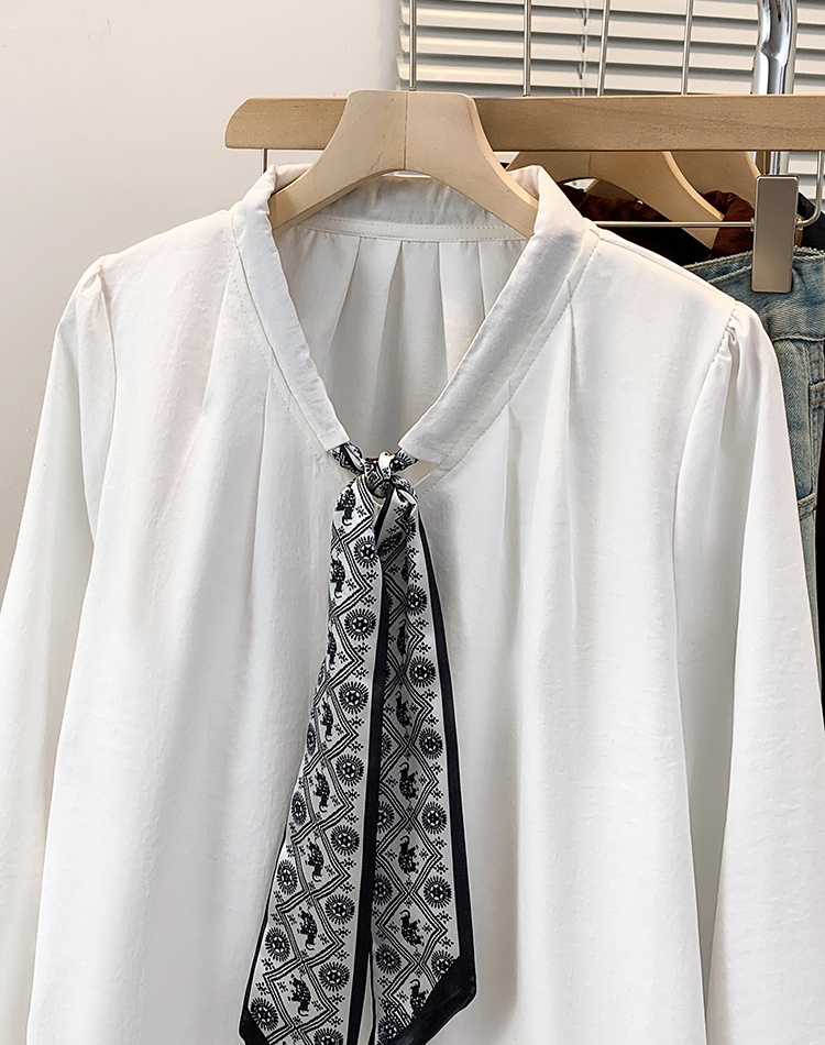 Unique long sleeve tops retro drawstring scarves