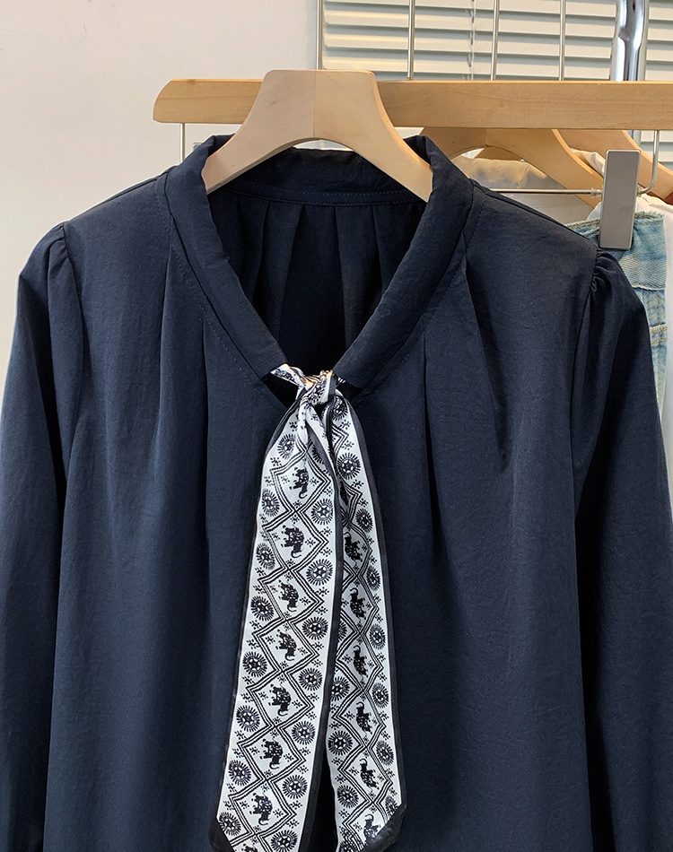 Unique long sleeve tops retro drawstring scarves