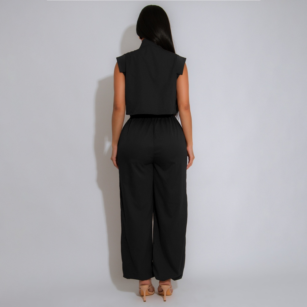 Many pocket cstand collar jumpsuit European style work clothing