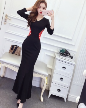 Mixed colors mermaid formal dress temperament long dress