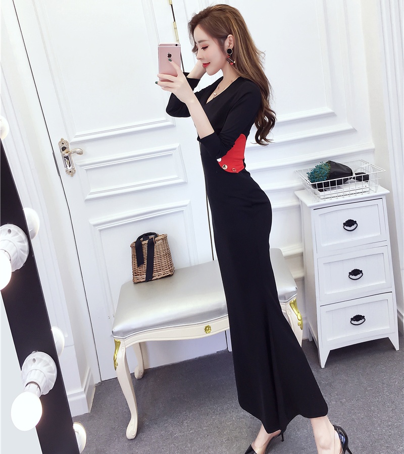 Mixed colors mermaid formal dress temperament long dress