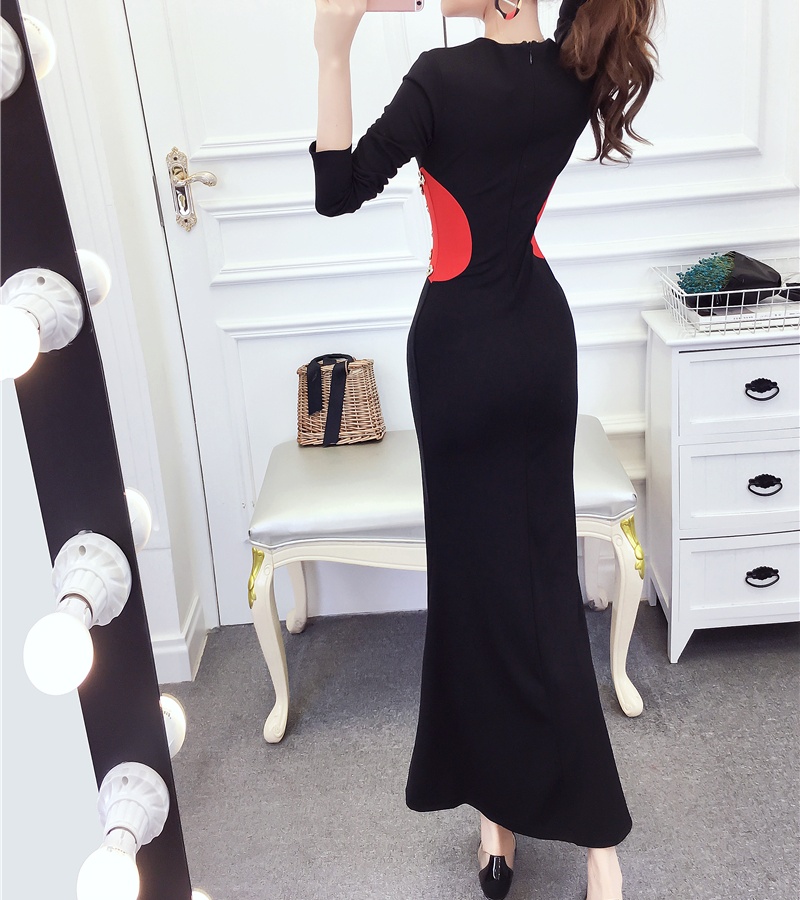 Mixed colors mermaid formal dress temperament long dress