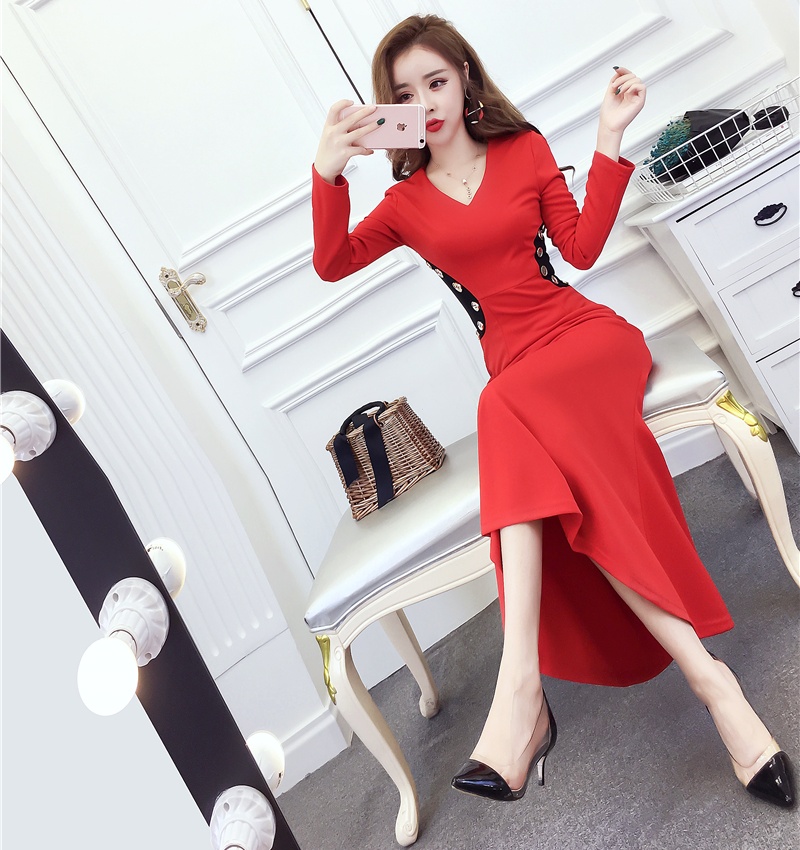 Mixed colors mermaid formal dress temperament long dress