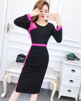 Fashion bow long mixed colors frenum autumn and winter dress