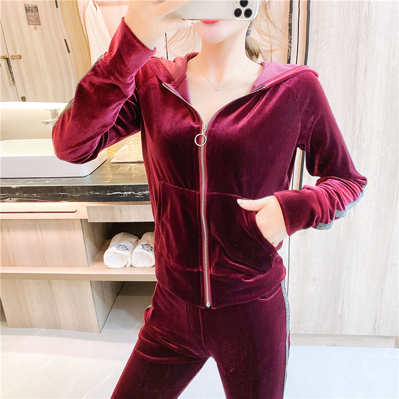 Casual tops mixed colors long pants a set