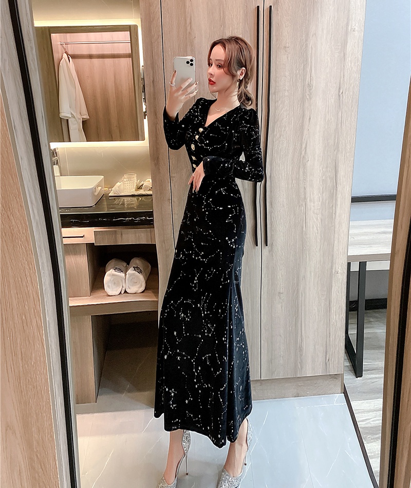 Printing temperament long dress autumn and winter dress