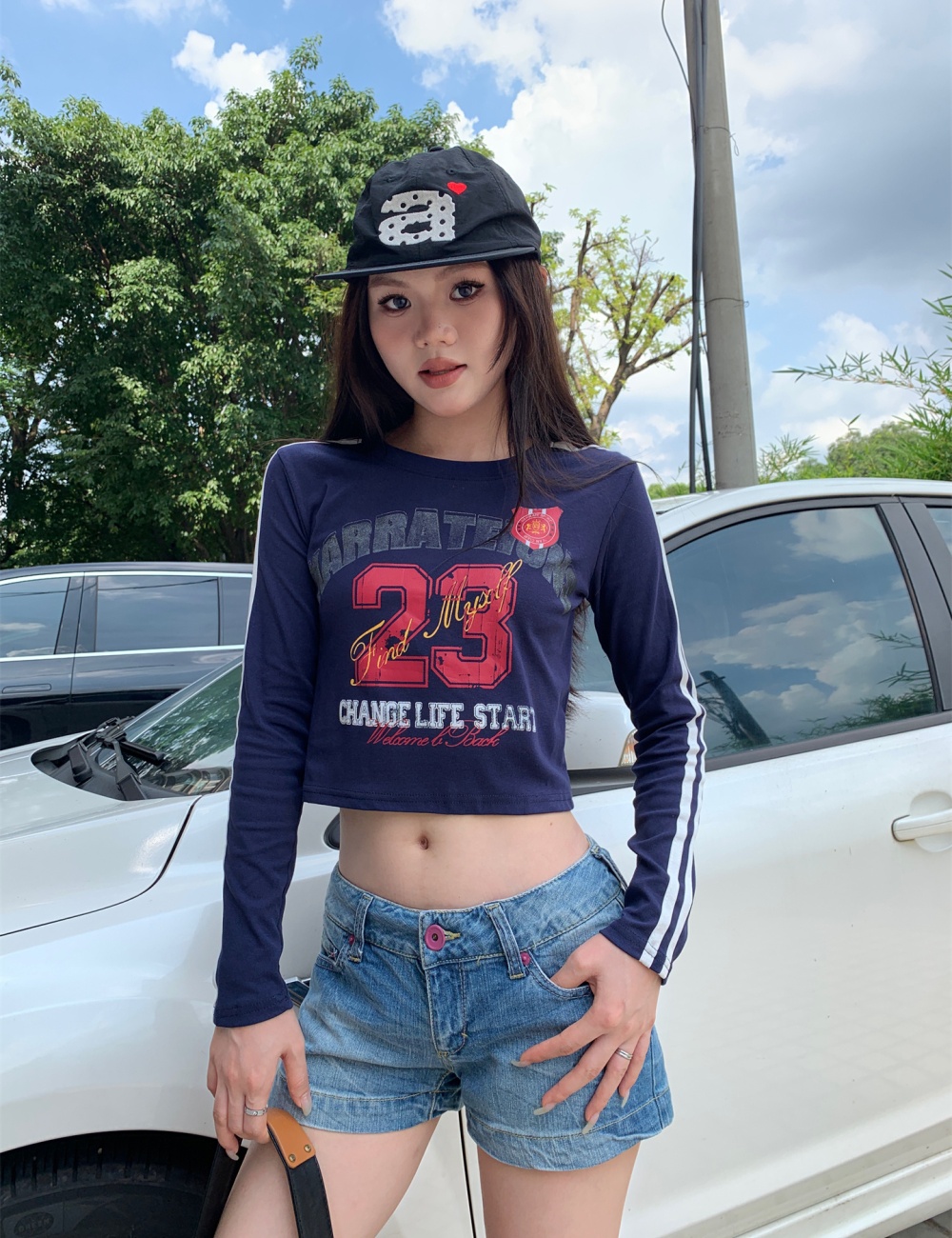 American style locomotive short long sleeve tops