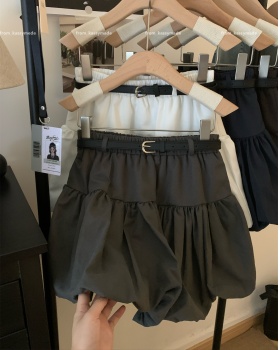 Suede with belt autumn retro bud skirt for women