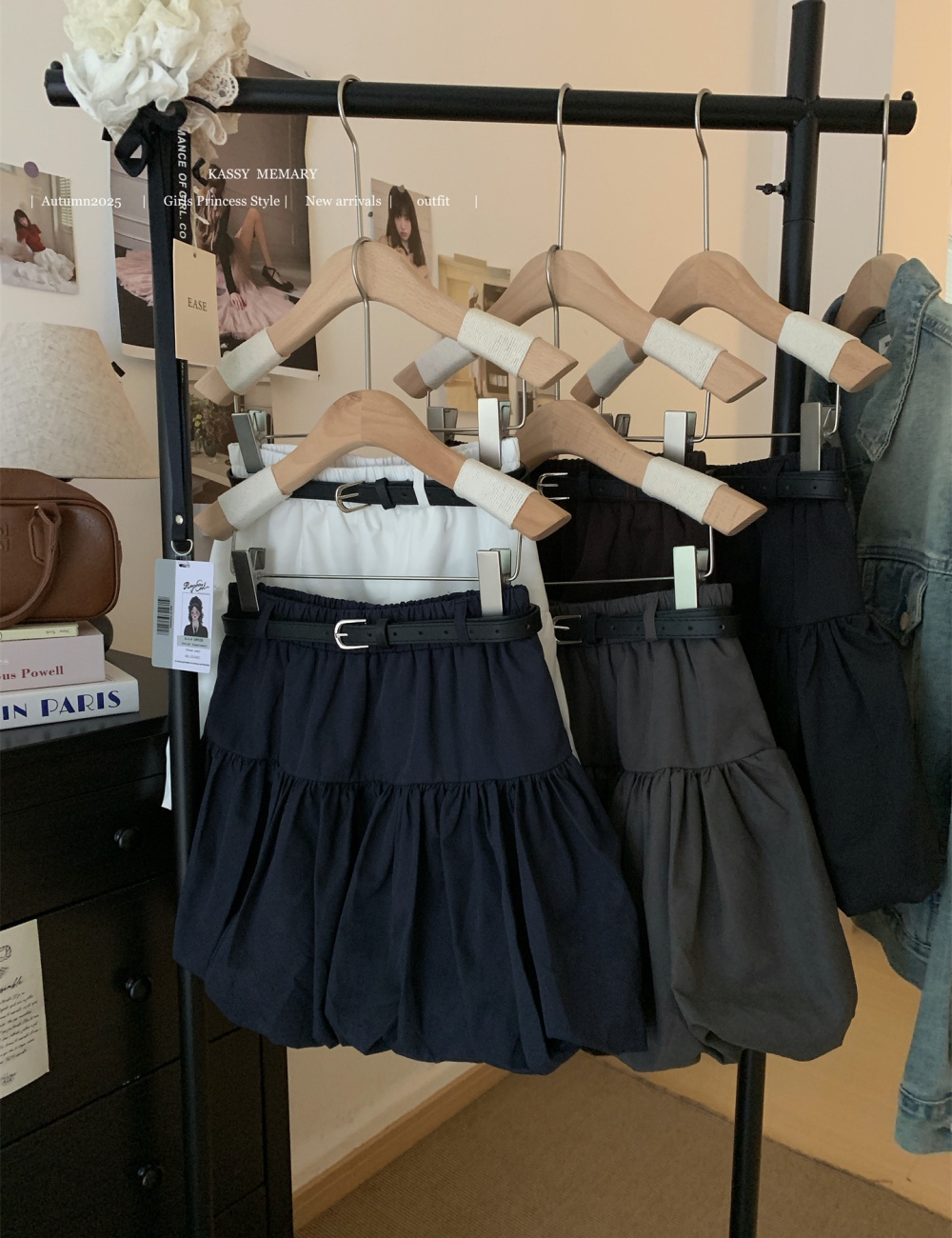 Suede with belt autumn retro bud skirt for women