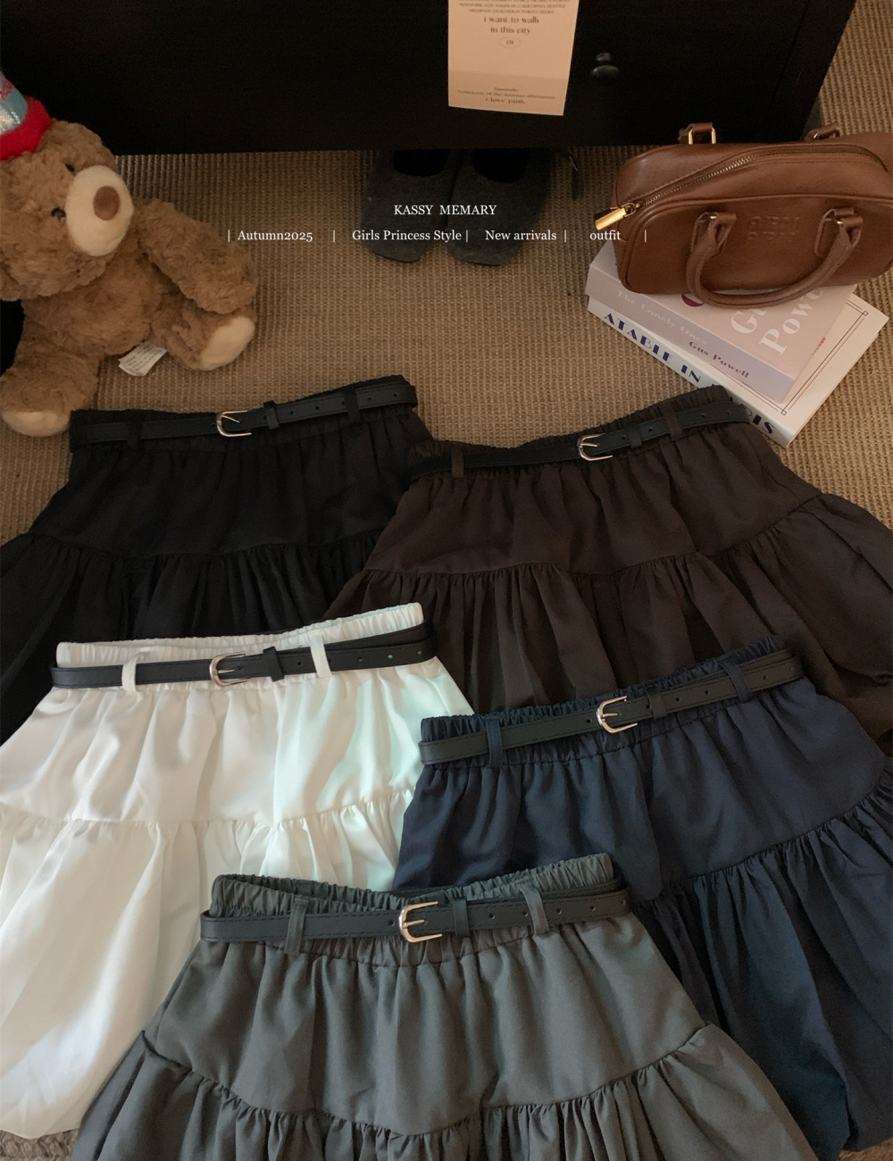 Suede with belt autumn retro bud skirt for women