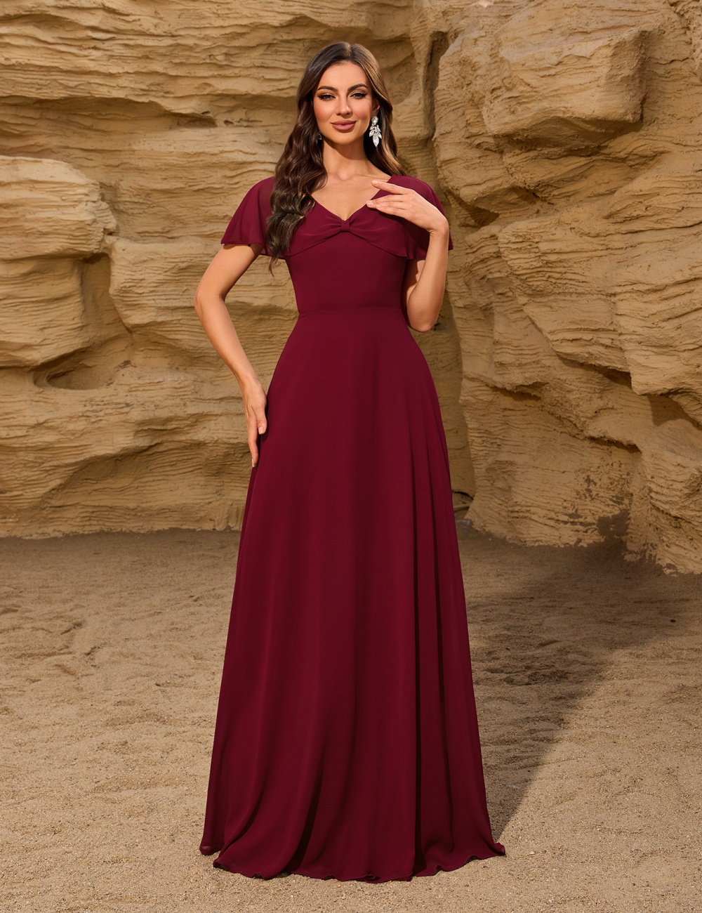Bow big skirt shawl back zipper evening dress for women