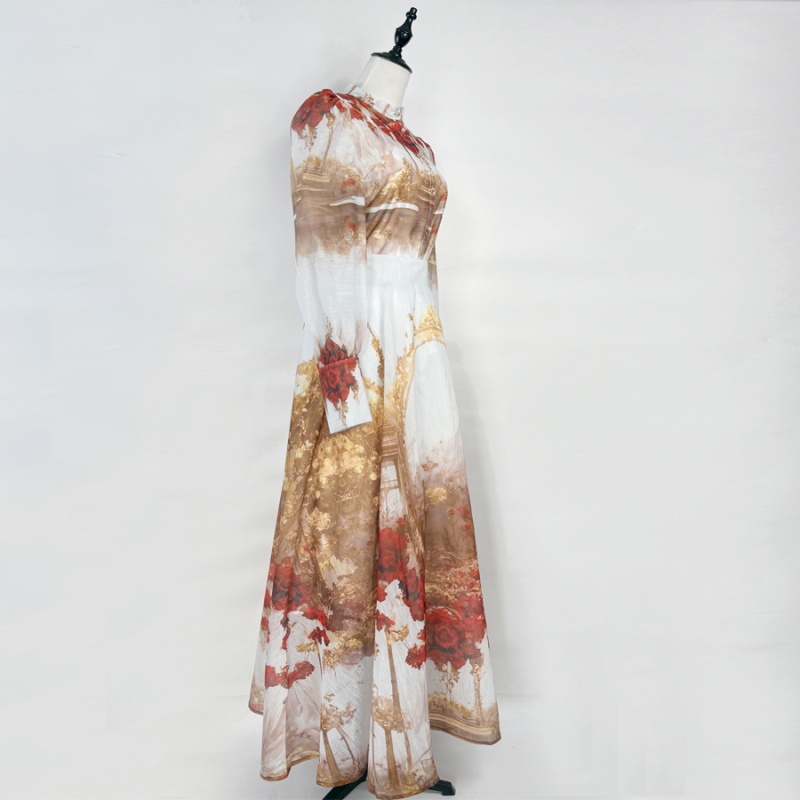 Retro canvas puff sleeve skirt long shirt a set