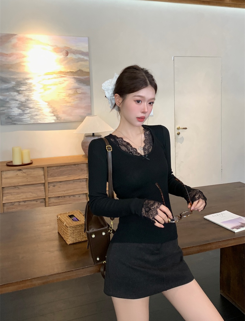 Autumn and winter France style sweater bottoming tops
