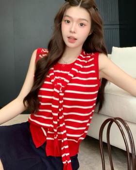 Stripe summer shawl retro knitted cardigan for women