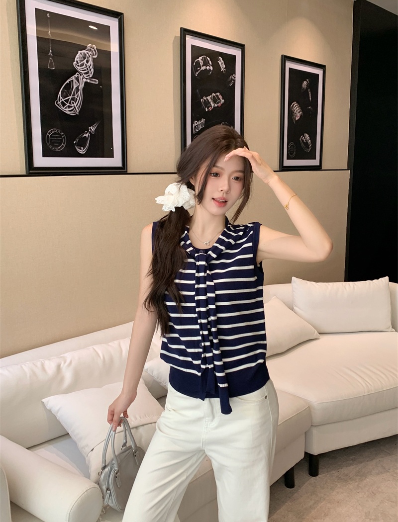 Stripe summer shawl retro knitted cardigan for women