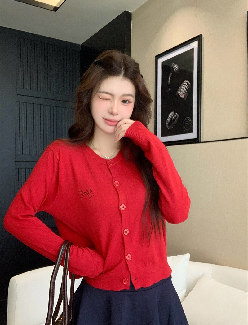 Bow autumn and winter tops all-match single-breasted coat