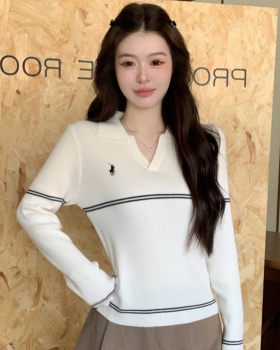 Pure embroidery autumn sweater simple pullover all-match tops