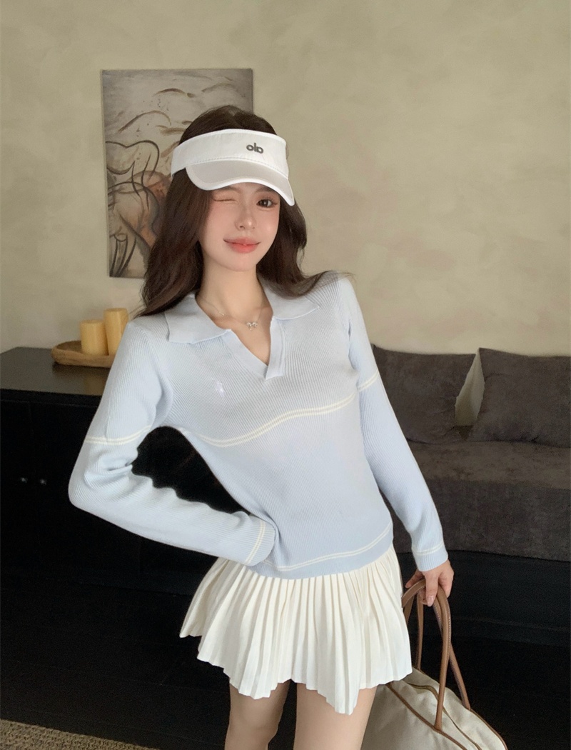 Pure embroidery autumn sweater simple pullover all-match tops