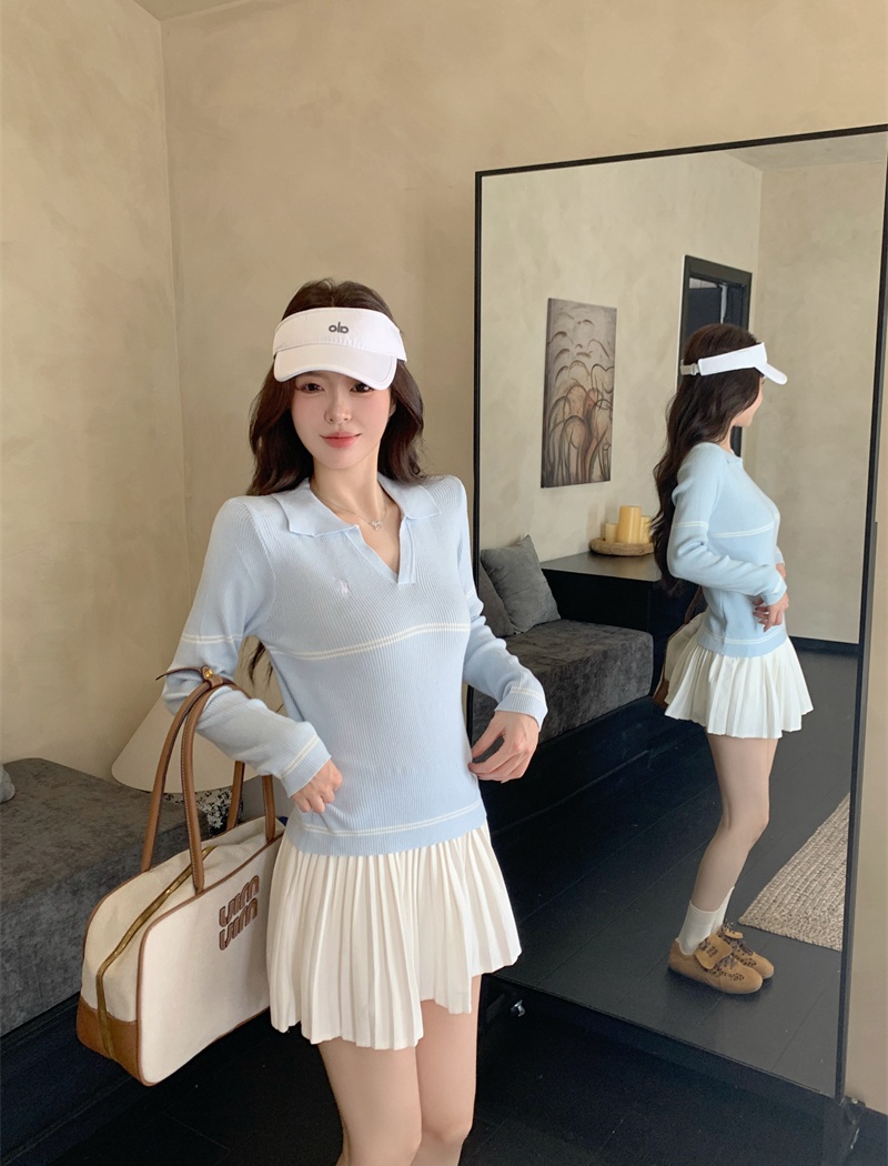 Pure embroidery autumn sweater simple pullover all-match tops