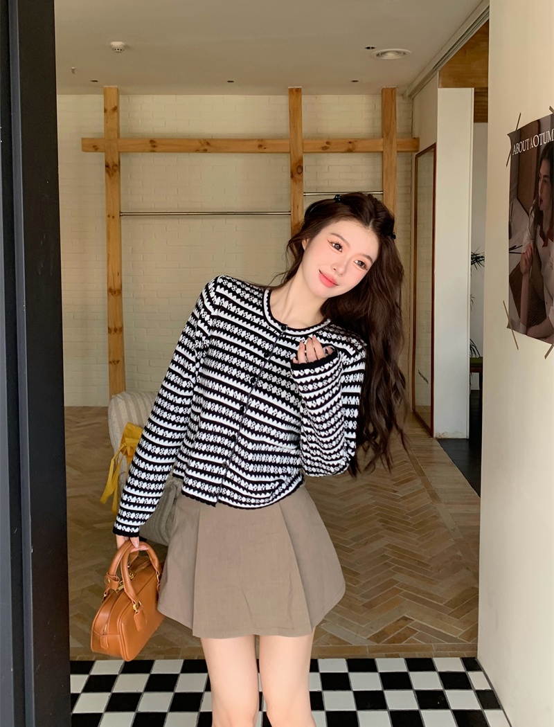 Mixed colors knitted tops autumn cardigan