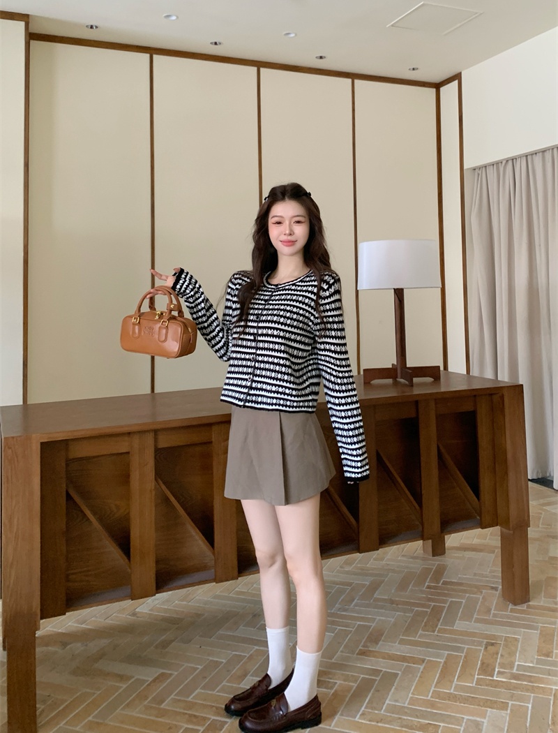 Mixed colors knitted tops autumn cardigan