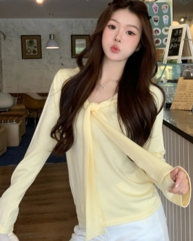 Slim long sleeve autumn tops Korean style bandage shawl