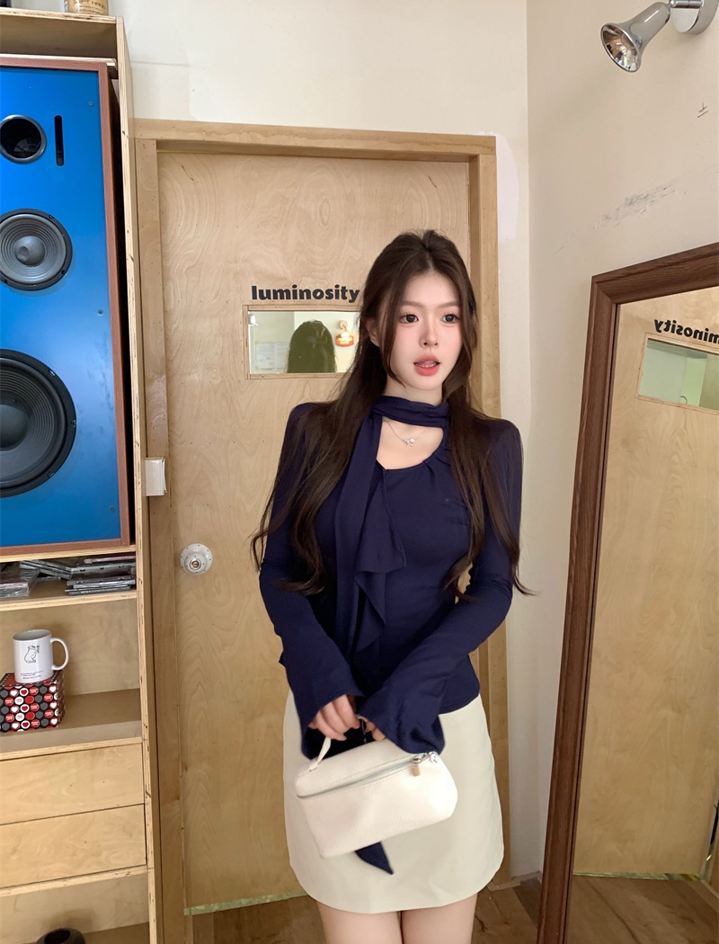 Irregular streamer T-shirt autumn tops for women