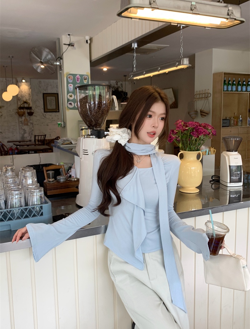 Irregular streamer T-shirt autumn tops for women