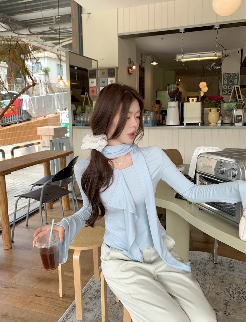 Irregular streamer T-shirt autumn tops for women