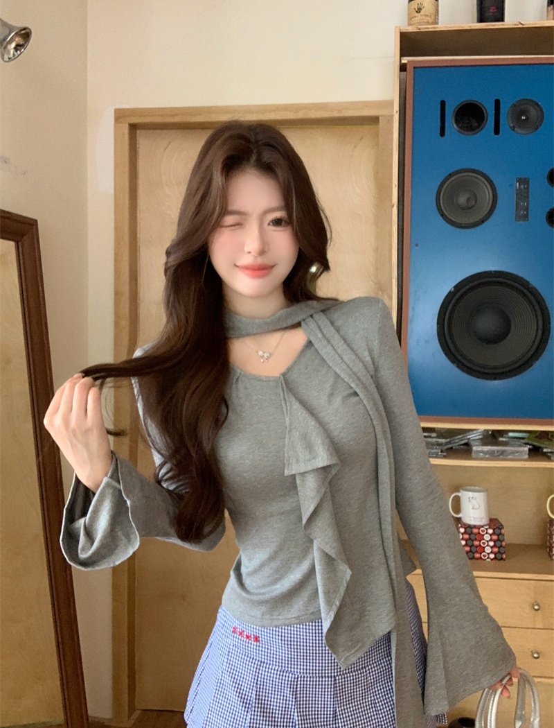 Irregular streamer T-shirt autumn tops for women
