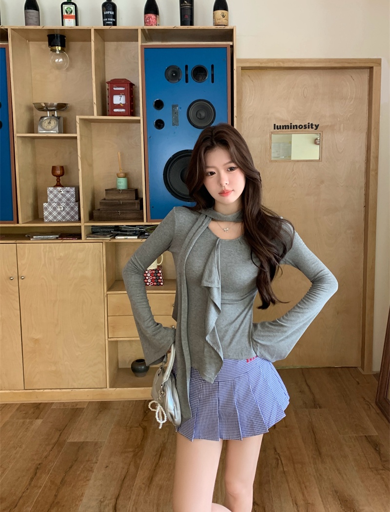 Irregular streamer T-shirt autumn tops for women