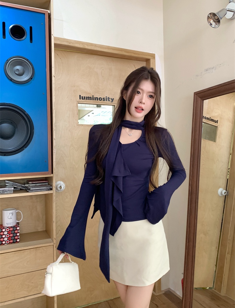 Irregular streamer T-shirt autumn tops for women