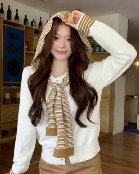 All-match Casual autumn shawl long sleeve hooded coat 2pcs set