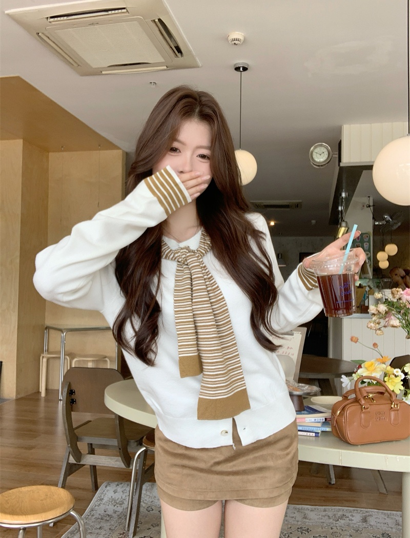 All-match Casual autumn shawl long sleeve hooded coat 2pcs set