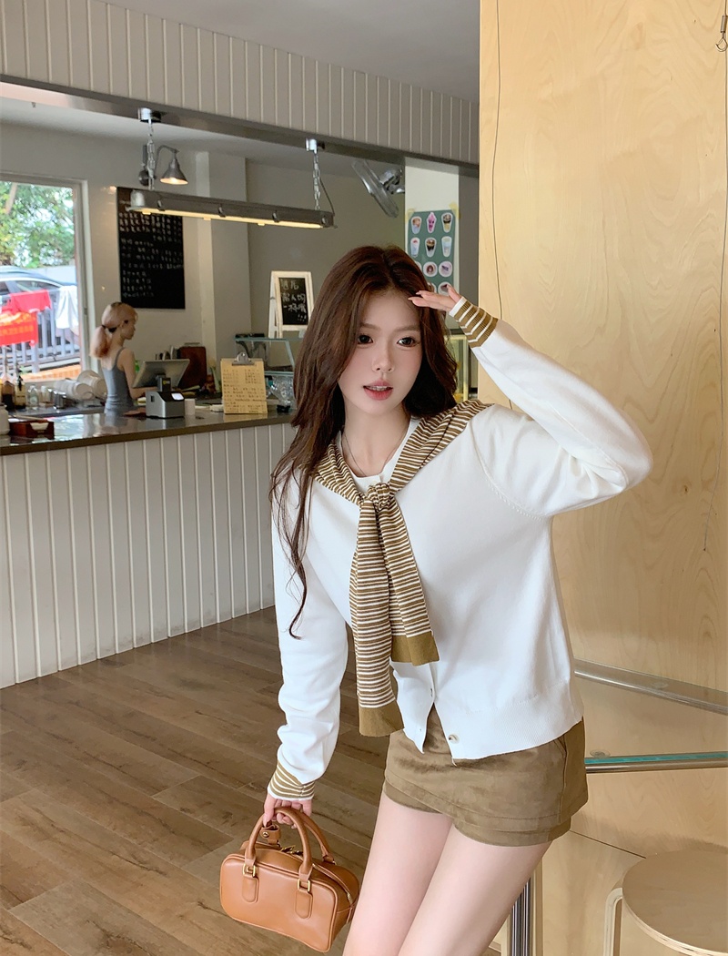 All-match Casual autumn shawl long sleeve hooded coat 2pcs set