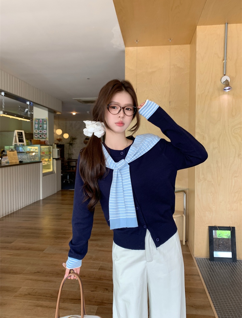 All-match Casual autumn shawl long sleeve hooded coat 2pcs set