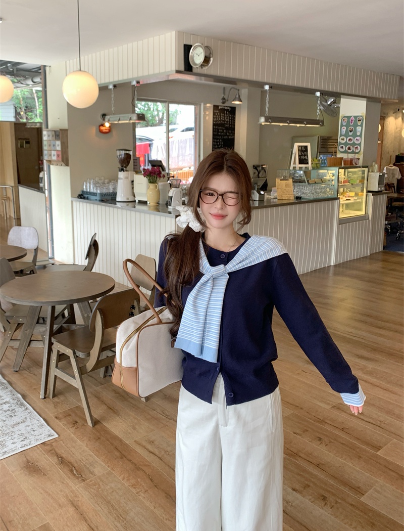 All-match Casual autumn shawl long sleeve hooded coat 2pcs set