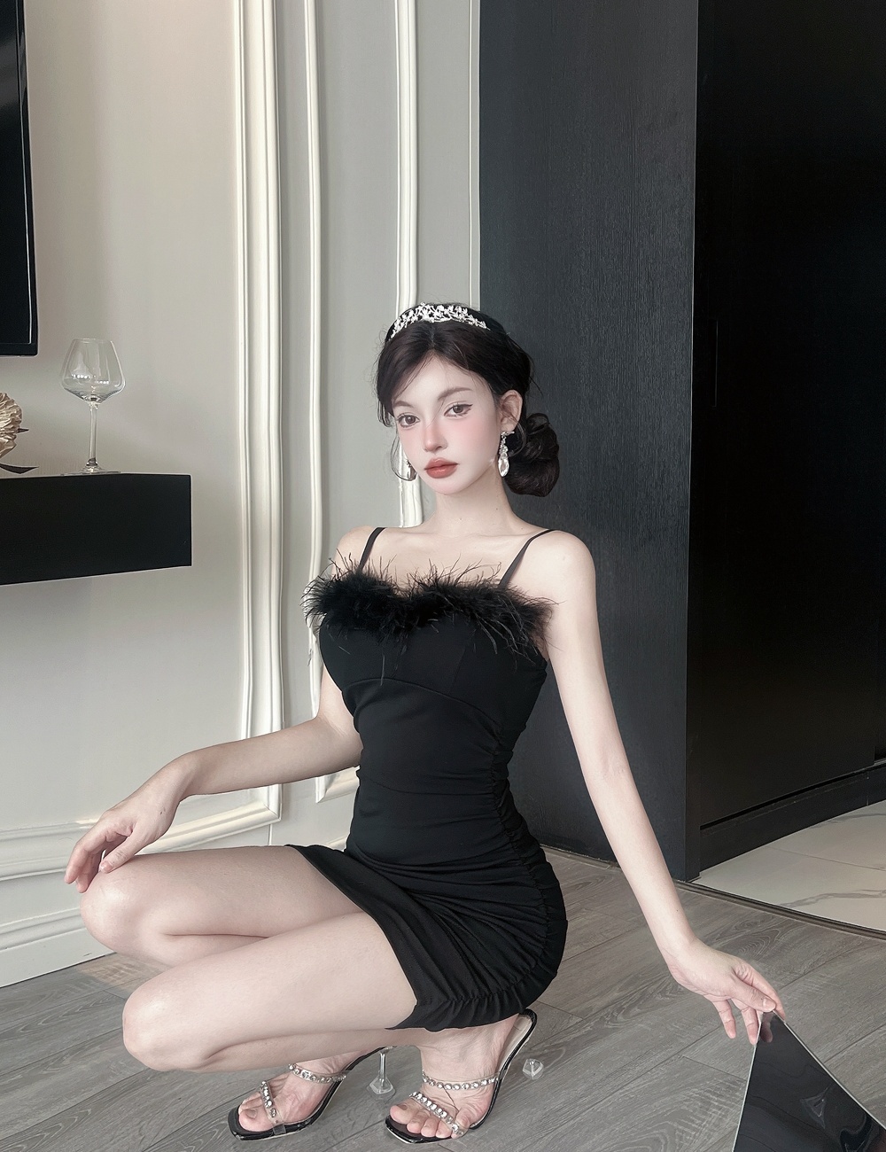 France style splice dress summer formal dress for women