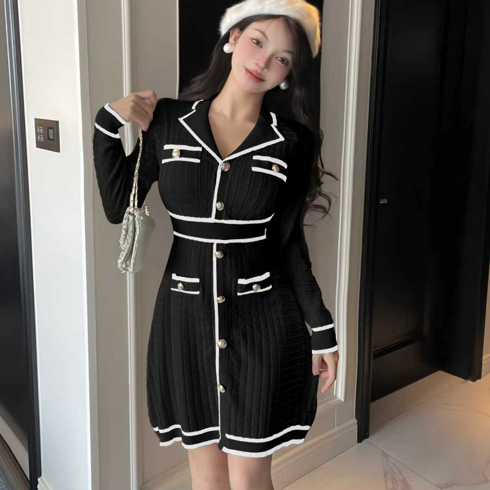 Chanelstyle winter sweater dress knitted dress for women