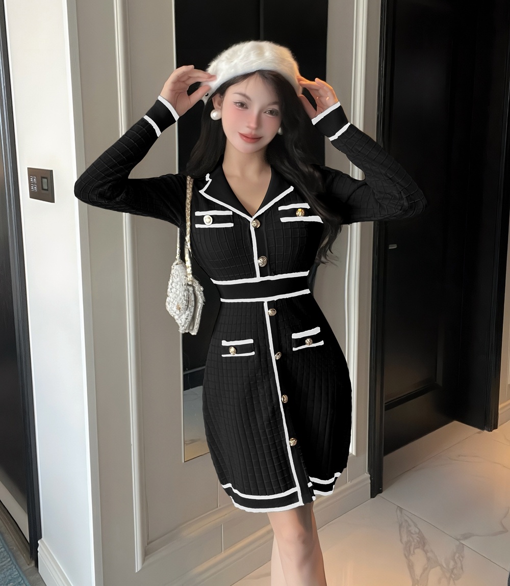 Chanelstyle winter sweater dress knitted dress for women