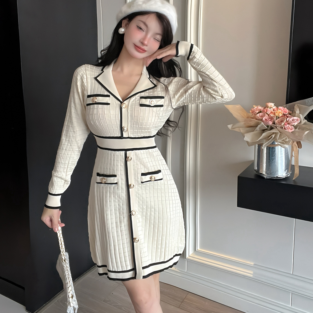 Chanelstyle winter sweater dress knitted dress for women