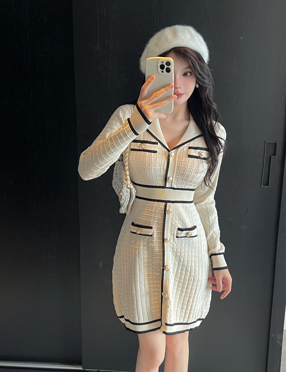 Chanelstyle winter sweater dress knitted dress for women