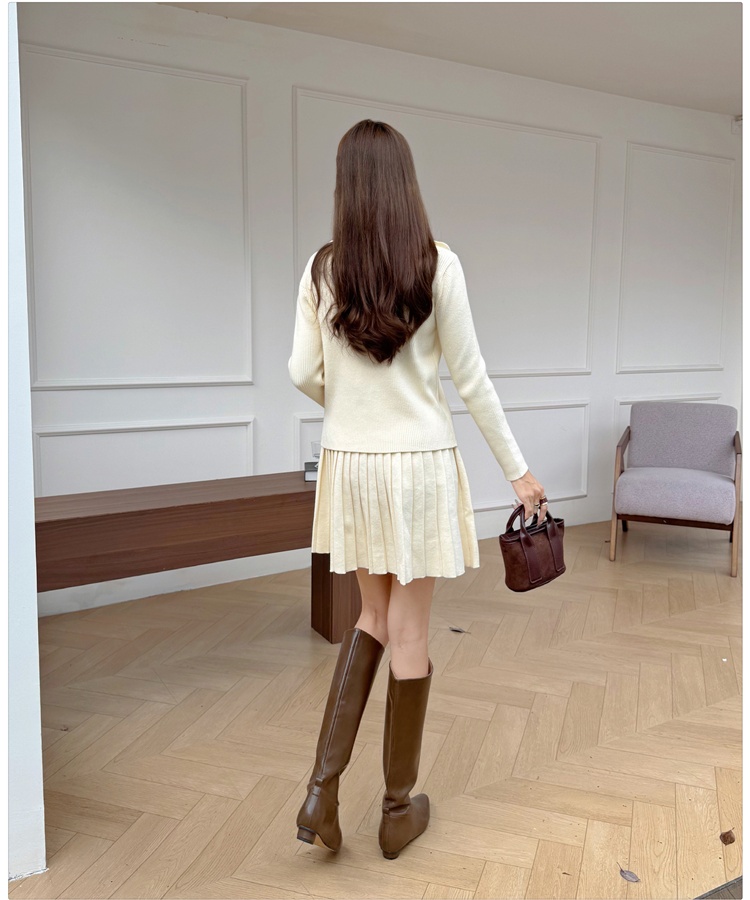 Flowers cardigan France style skirt a set for women