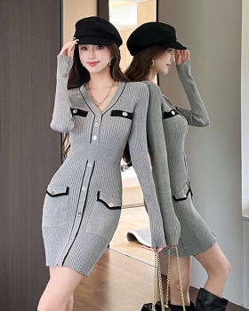 Chanelstyle autumn and winter sweater dress knitted dress