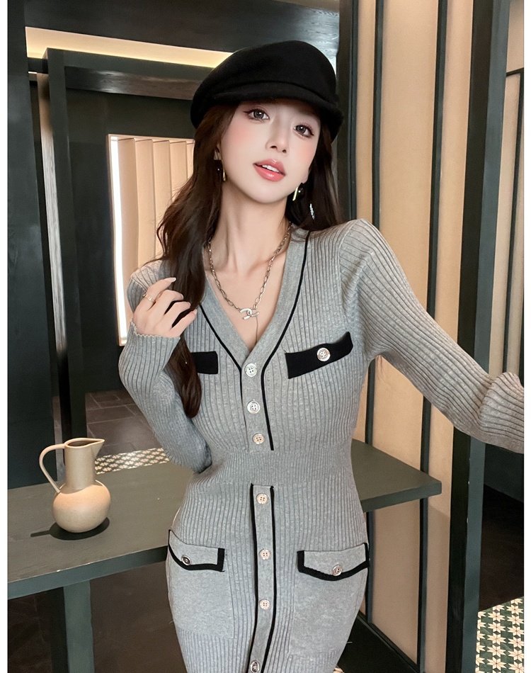 Chanelstyle autumn and winter sweater dress knitted dress