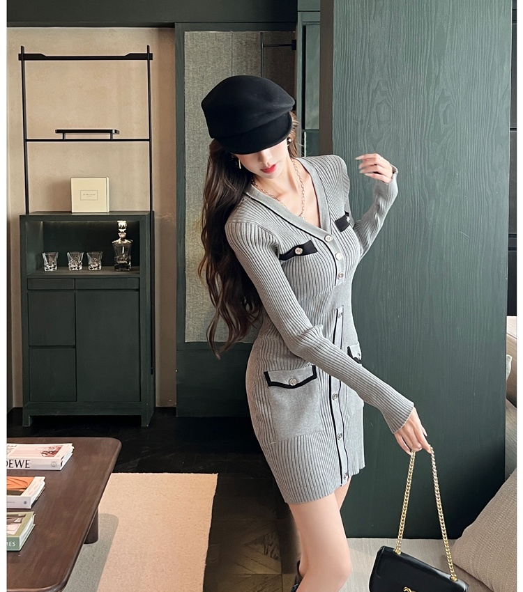 Chanelstyle autumn and winter sweater dress knitted dress