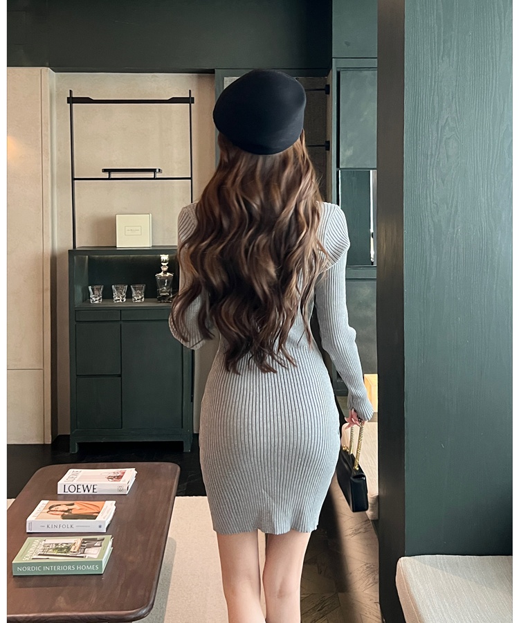 Chanelstyle autumn and winter sweater dress knitted dress