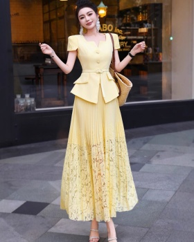 Summer business suit chanelstyle long skirt 2pcs set