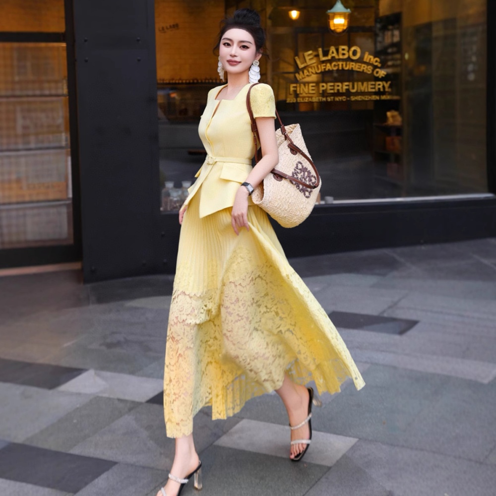 Summer business suit chanelstyle long skirt 2pcs set