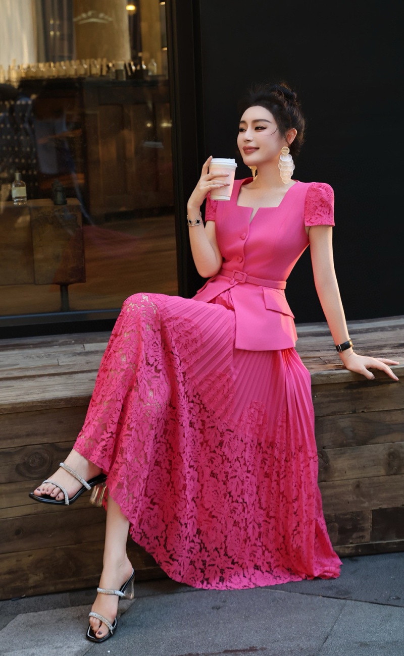 Summer business suit chanelstyle long skirt 2pcs set